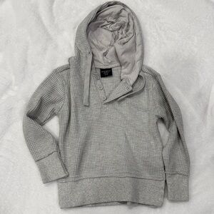 Little Bipsy Gray Hooded Waffle Knit Sweater